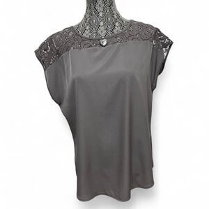 Chico's Charcoal Lace Accent Blouse